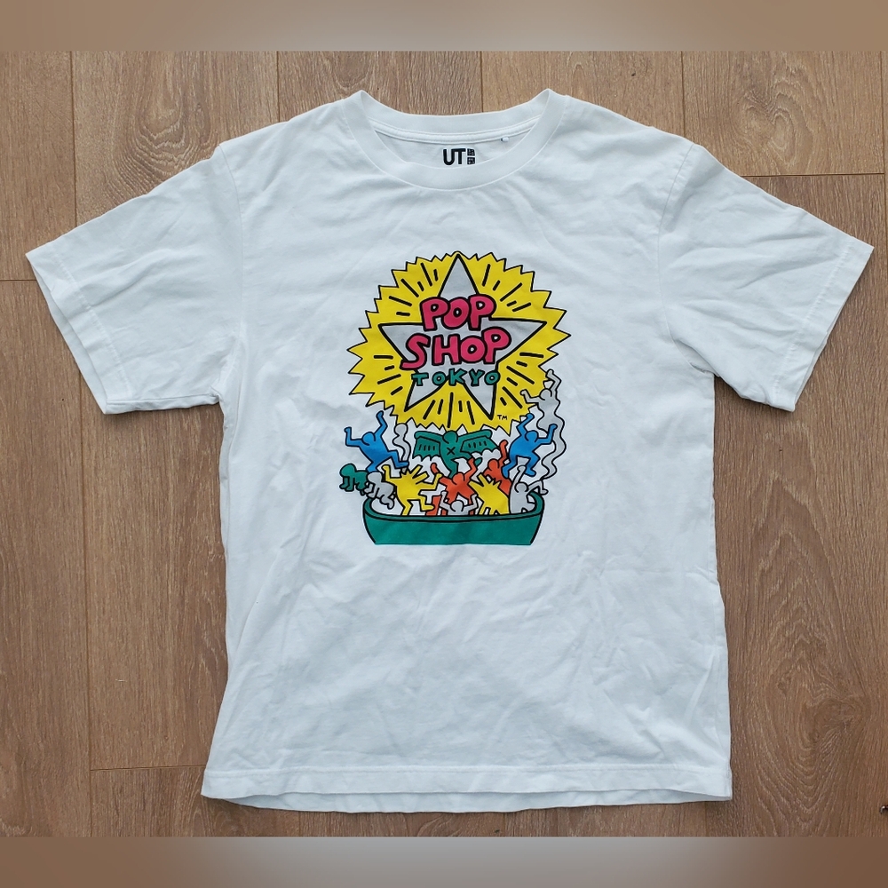 Uniqlo Keith Haring x Tokyo Pop Shop White T-Shirt Street Art Graphic Size M